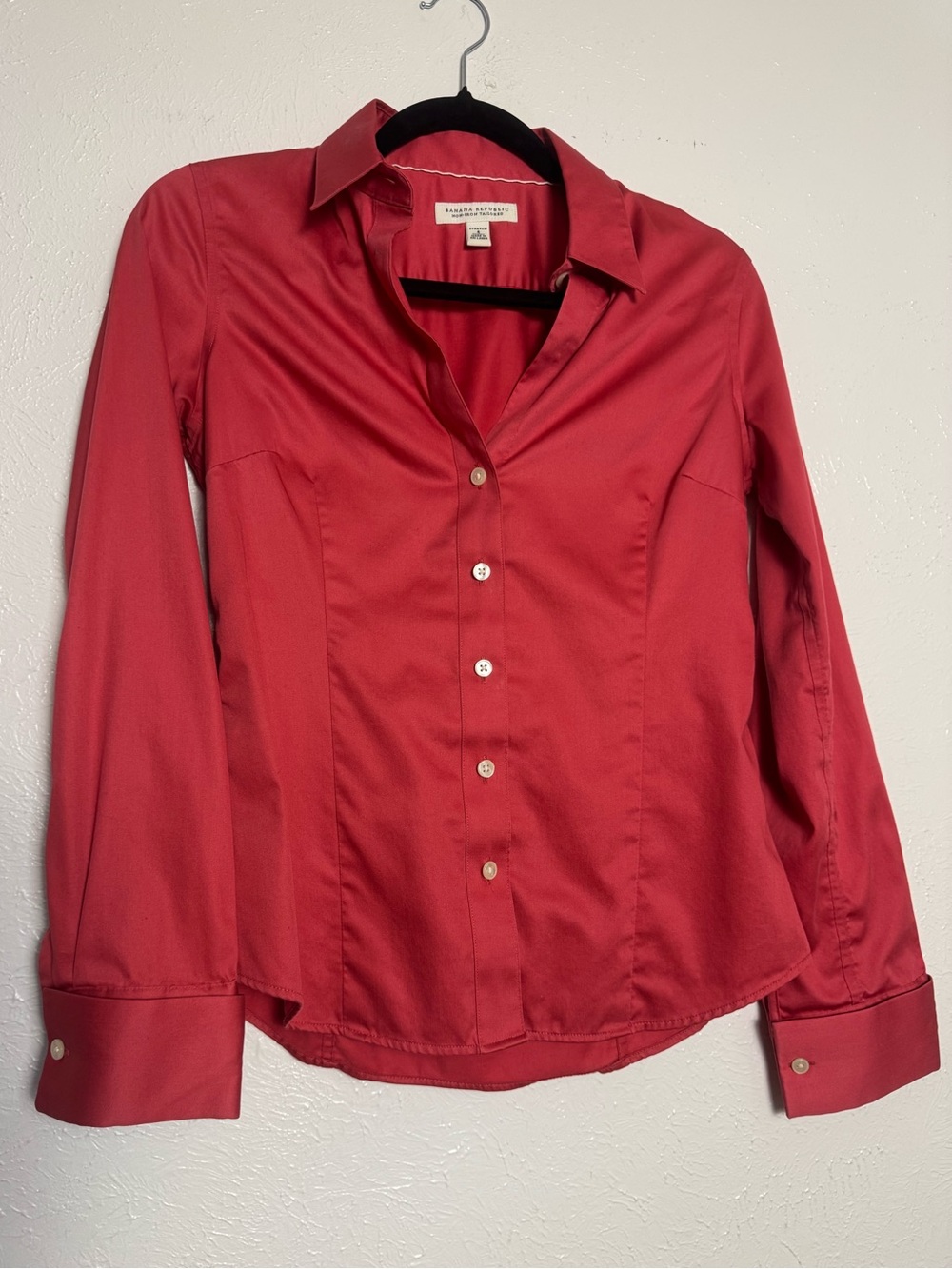 Banana Republic Non Iron Tailored Stretch Luxurious Red Dress Shirt